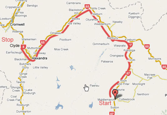 Map of Otago Rail Trail Route