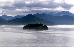 Water patterns on bike tour round Marlborough Sounds